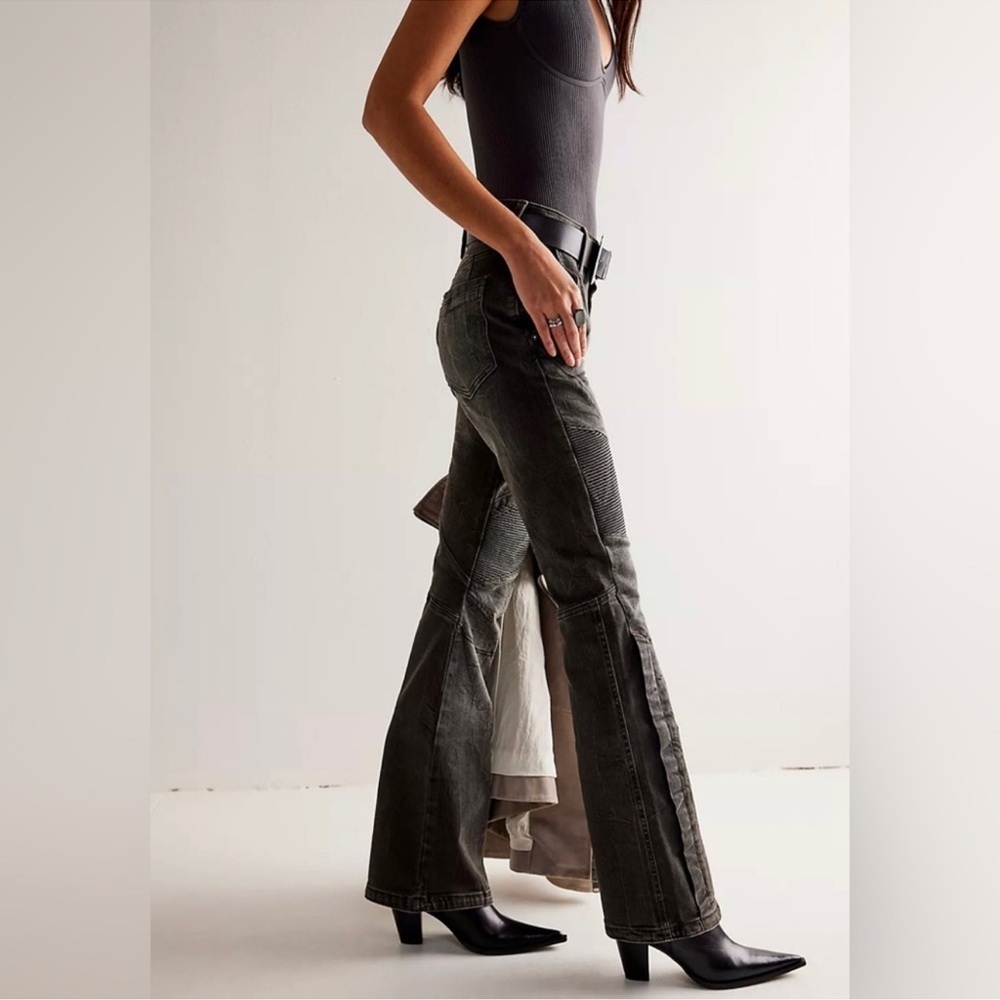 New We The Free Vector Moto Mid Rise Flare Jeans